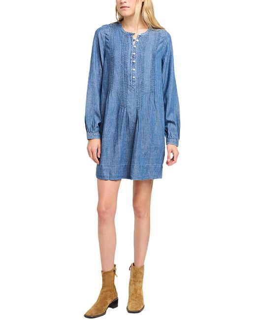 Faherty Women's Blue Linen Tried And True Isha Dress Faherty Women's Blue Linen Tried And True Isha Dress
