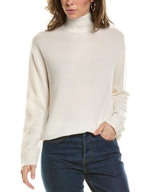 Vince White Weekend Turtleneck Cashmere Sweater