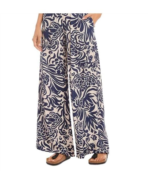 Karen Kane Blue Wide Leg Printed Pants
