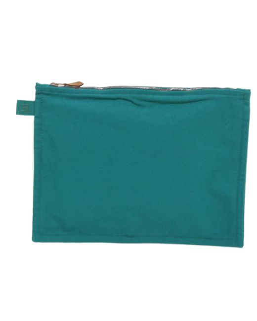 Hermès Green Canvas Clutch Bag (pre-owned)