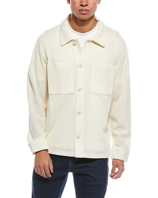 Todd Snyder Men's White Herringbone Knit Wool-Blend Shirt