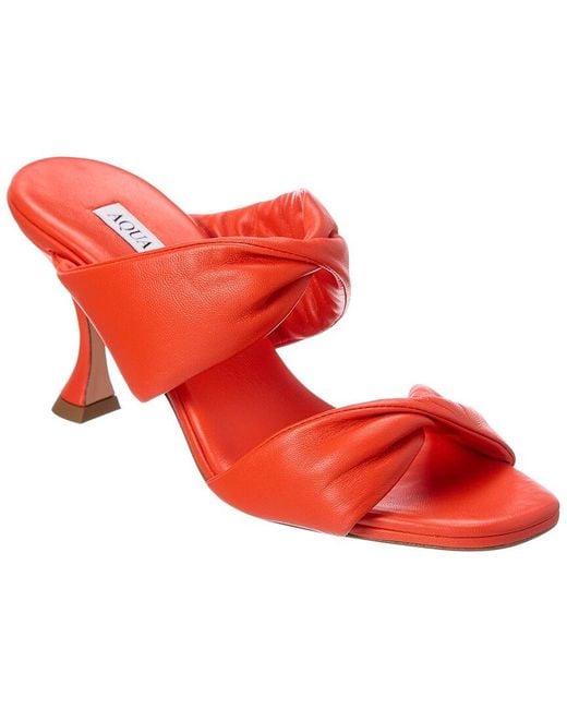 Aquazzura Red Twist 75 Leather Sandal