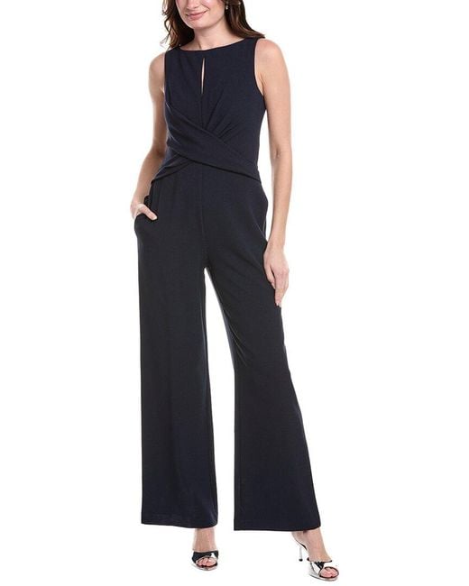 Vince Camuto Blue Crisscross Crepe Jumpsuit