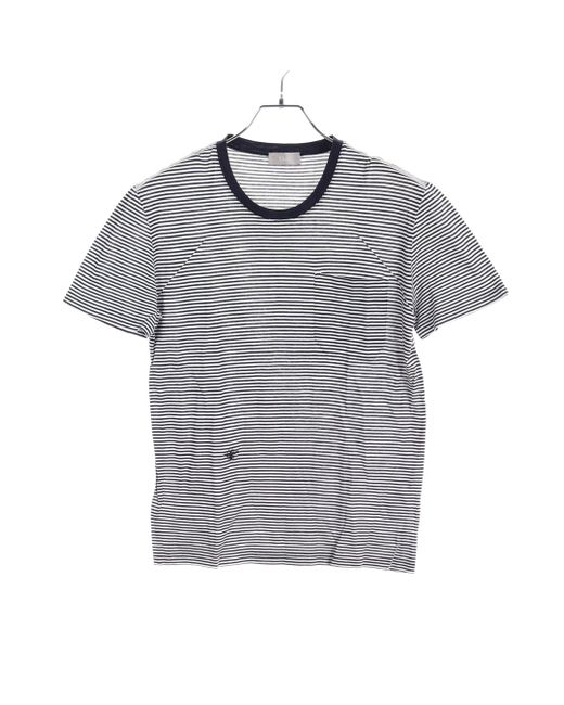 Dior Gray T-shirt Stripes Bee Embroidery Cotton Dark Navy
