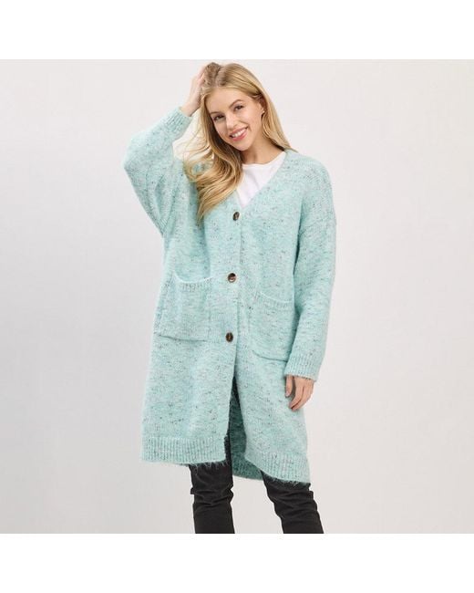 TRUEDAMES Blue Long Button Front Soft Cozy Oversized Cardigan