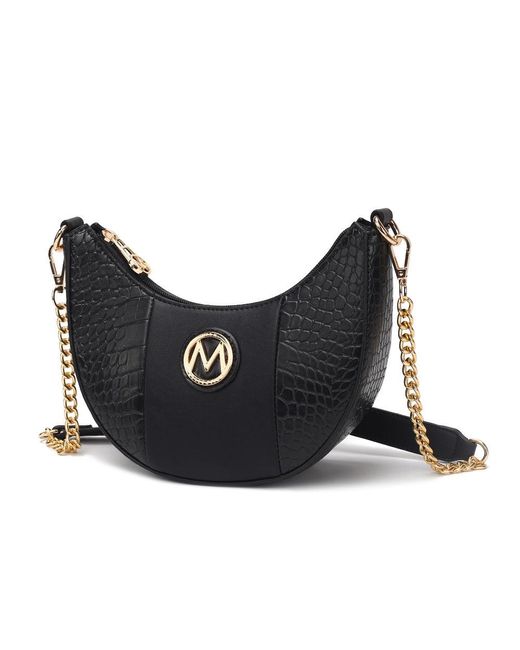 MKF Collection by Mia K Black Amira Crocodile Embossed Vegan Leather Shoulder Handbag By Mia K.