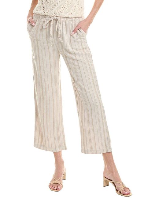 Splendid White Angie Stripe Linen-blend Pant