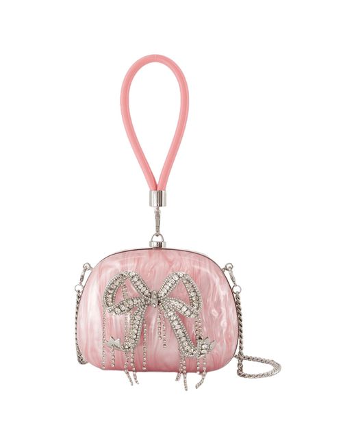Self-Portrait Pink Pearl Top Handle Clutch