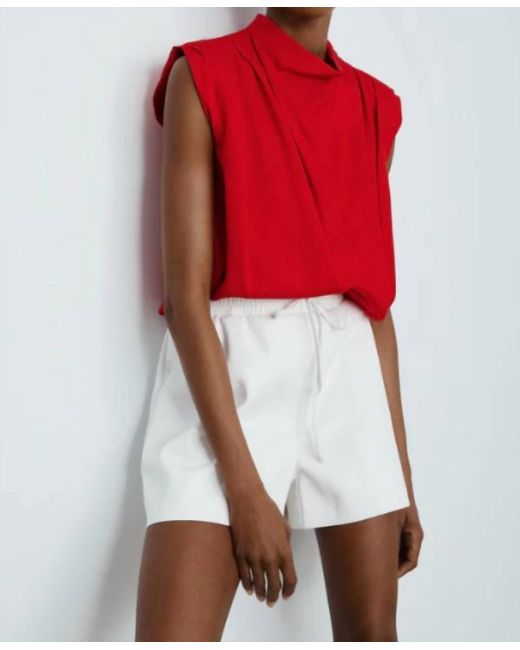 Melissa Nepton Red Ava Drape Neck Blouse