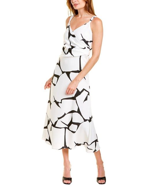Donna Karan Synthetic Tuck Maxi Dress in White | Lyst