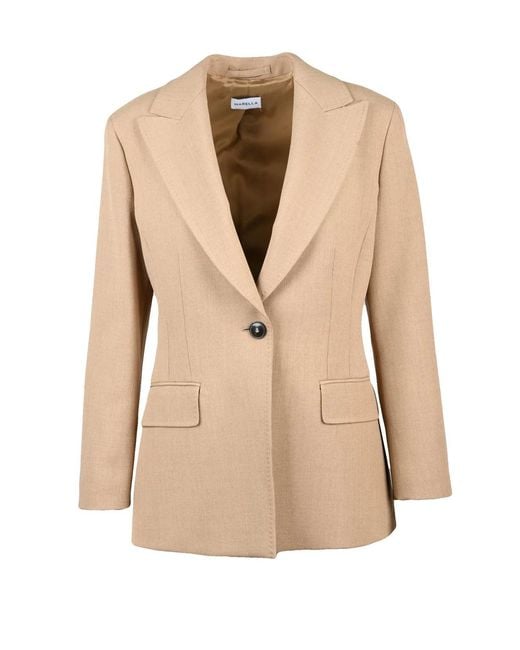 Marella Natural Tailored Fitted Jacket With Classic Button Closure