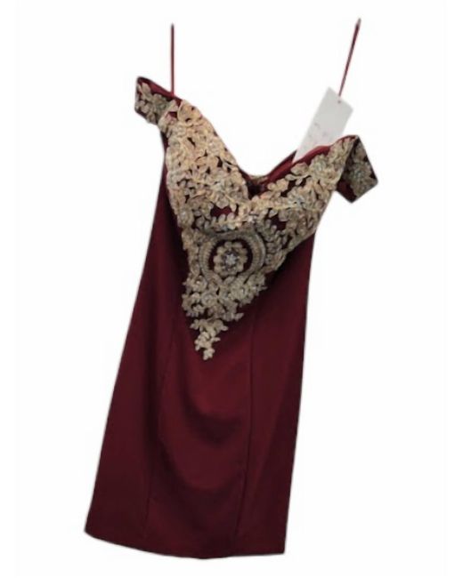 Fiesta Fashion Women's Red Off-Shoulder Mini Dress With Appliqu