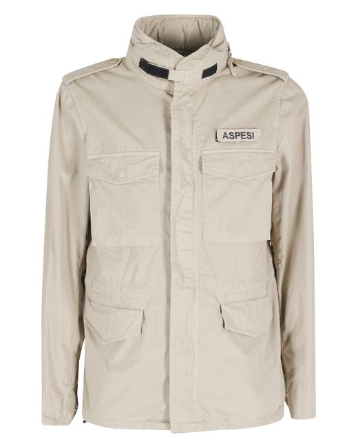 Aspesi Natural Minifield Patch-Logo Cotton Jacket for men