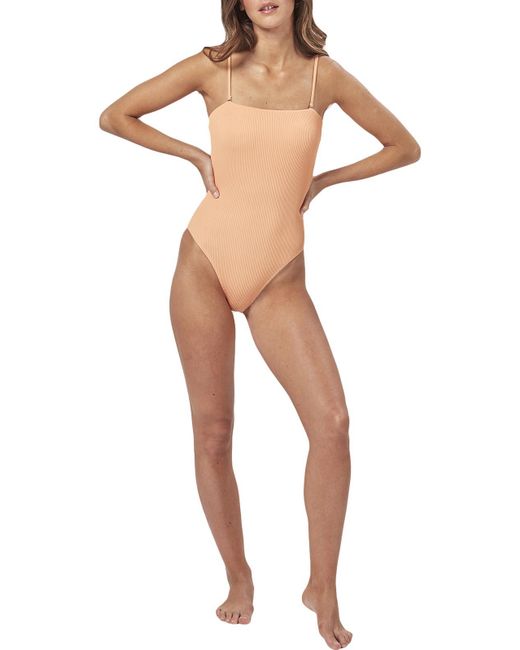 Charlie Holiday Natural Ozzie Strapless Ribbed One-piece Swimsuit