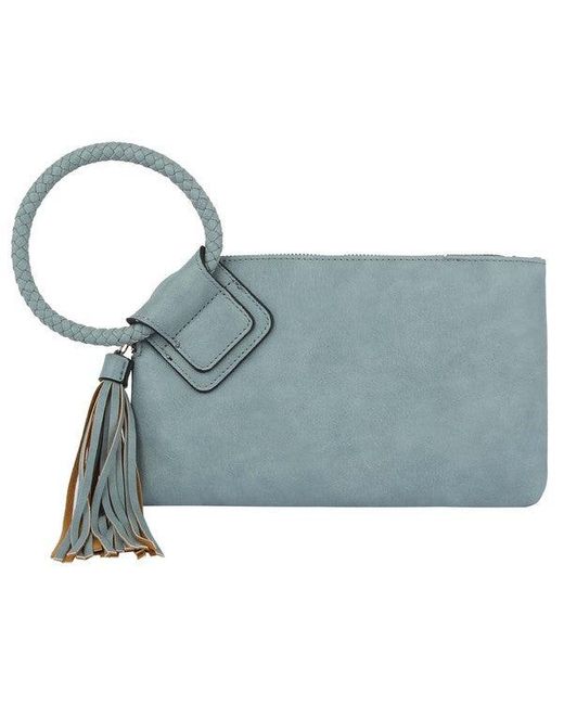 Fashnzfab Blue Fashion Cuff Handle Tassel Wristlet Clutch