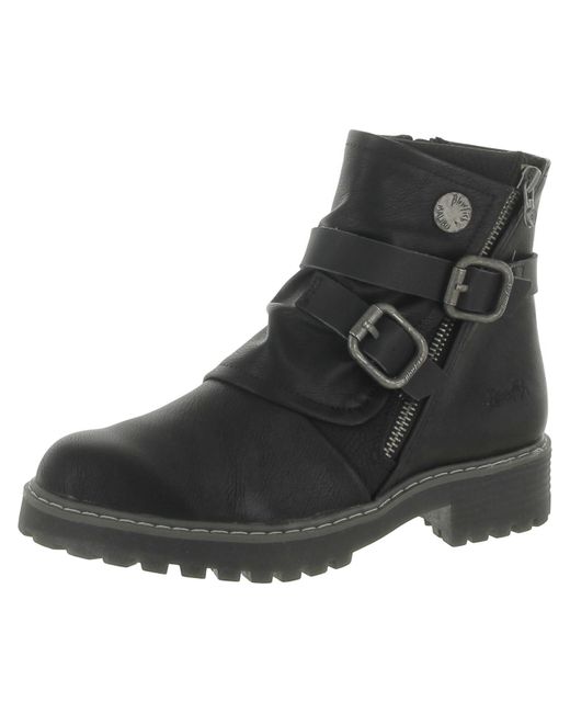 Blowfish Black Ronin Faux Leather Block Ankle Boots