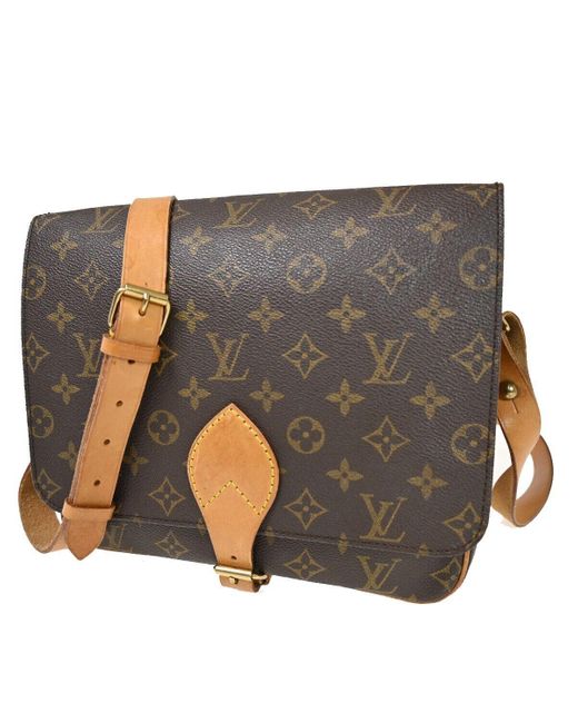 Louis Vuitton Brown Cartouchière Canvas Shoulder Bag (pre-owned)