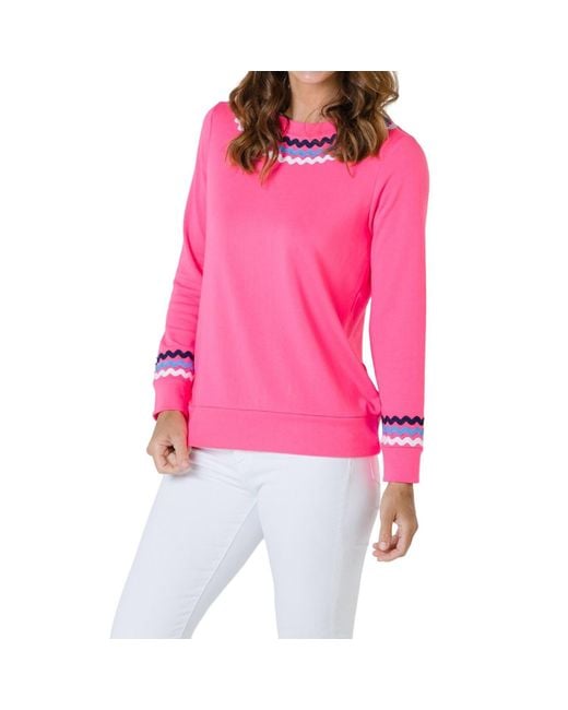 Sail To Sable Red Long Sleeve Top With Ric Rac