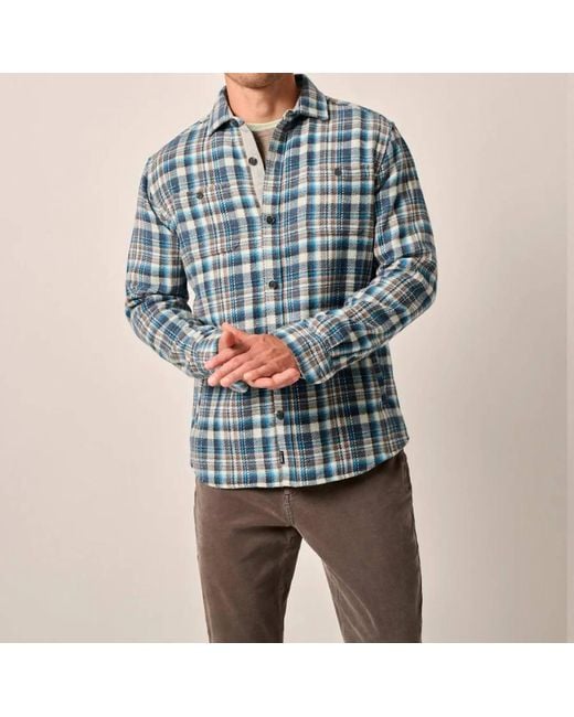 Johnnie-o Blue Opry Brushed Twill Flannel Shacket for men