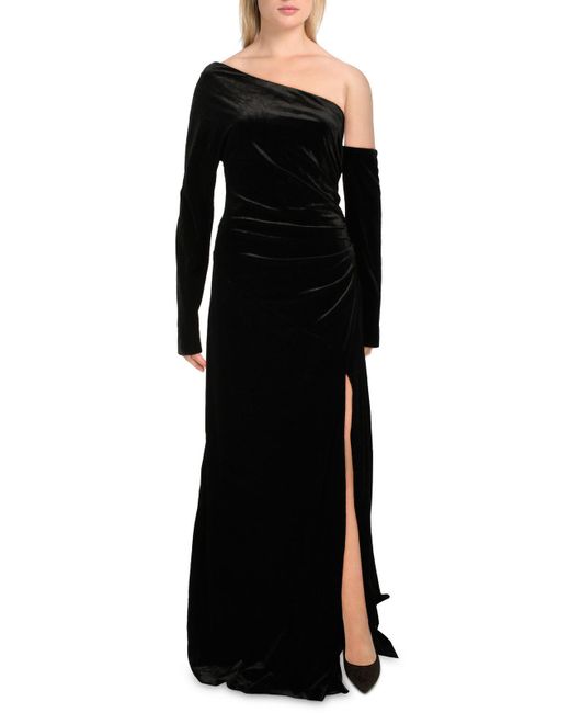 Donna Karan Black Asymmetric Long Evening Dress