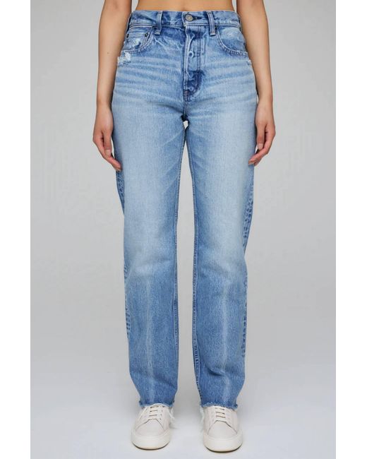 Moussy Ashleys Wide Straight Jeans In Light Blue | Lyst