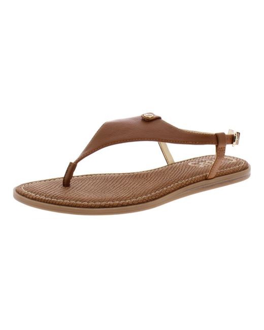 Circus by Sam Edelman Brown Carolina Faux Leather Buckle Thong Sandals
