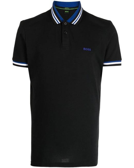 Boss Black Cotton Jersey Short Sleeve Polo T-shirt for men