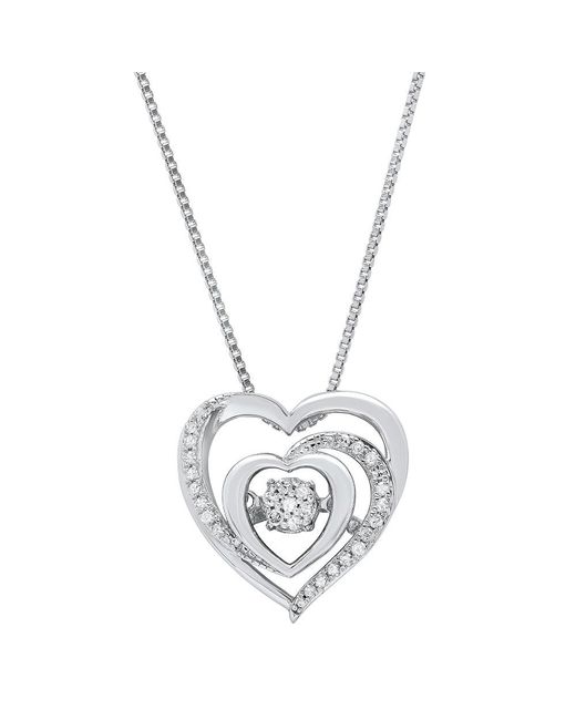 MAX + STONE Metallic Dancing Diamond Heartbeats Heart Pendant Necklace