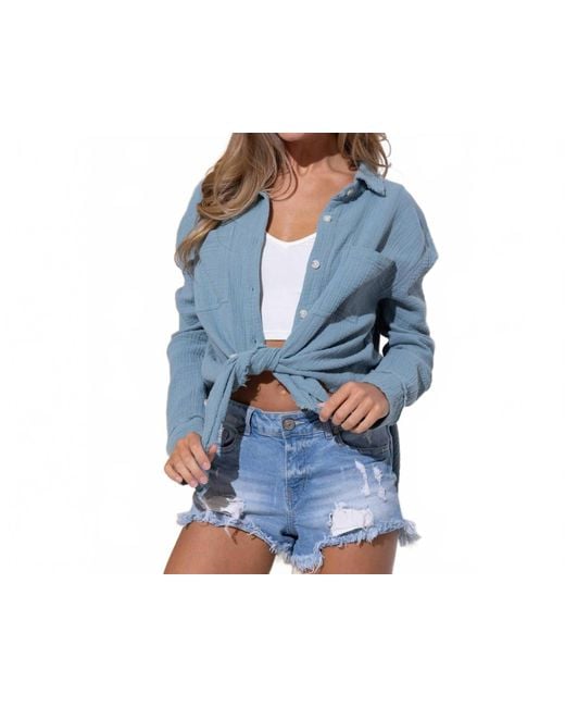 Sweet Generis Blue Gauze Button Down Shirt