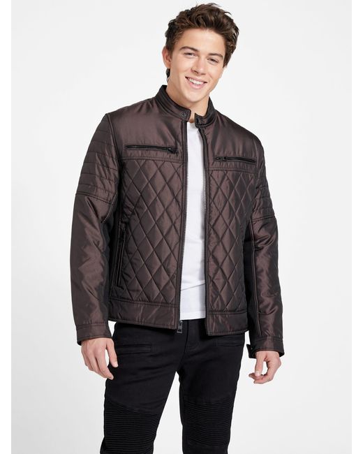 Guess Factory Gray Eco Stacks Moto Jacket for men