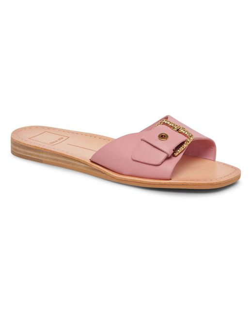 Dolce Vita Pink Cabana Leather Slip On Slide Sandals