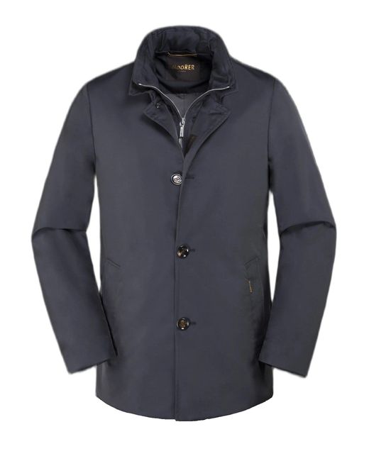 Moorer Blue Technical Shape Memory Jacket With Detachable Hood for men