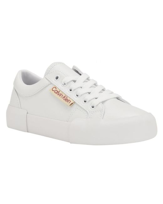 Calvin Klein White Chanse Faux Leather Lifestyle Casual And Fashion Sneakers