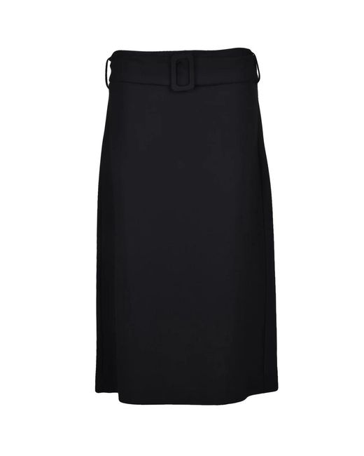 P.A.R.O.S.H. Black Viscose Elastane Flared Skirt
