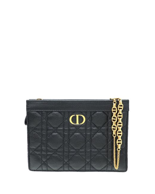 Dior Black Caro Zipped Pouch With Chain