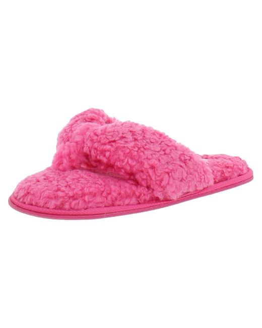 Muk Luks Taryn Faux Shearling Memory Foam Thong Slippers in Pink | Lyst