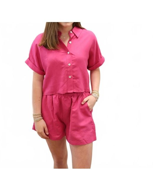Elan Pink Lydia Button Down Top