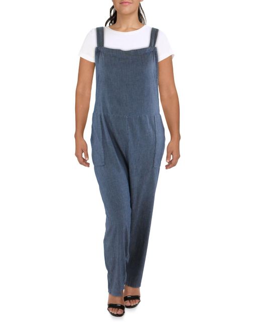 Eileen Fisher Blue Plus Cotton Cropped Overalls