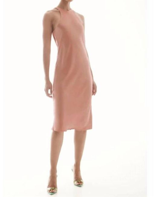Lanston Pink Bias Halter Dress