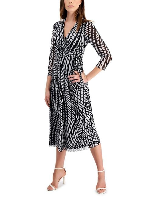 Anne klein top black wrap dress