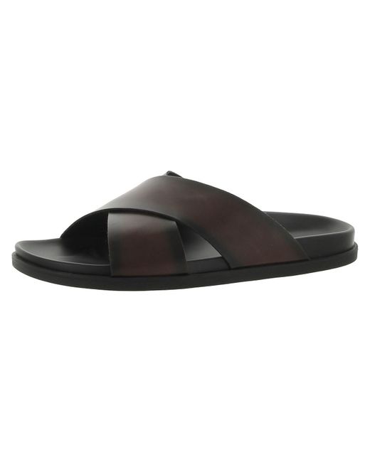 Alfani Black Whitter Faux Leather Slip-on Slide Sandals for men