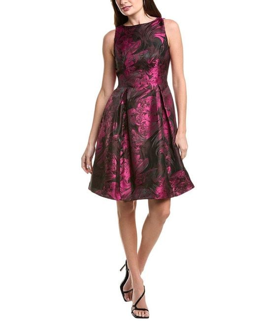 Adrianna Papell Women's Red Jacquard Envelope Short Dress