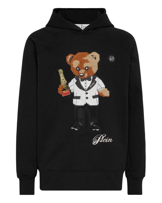 Philipp Plein Black Hoodie Teddy Waiter for men