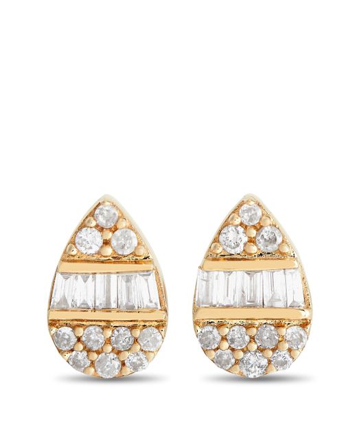 Non-Branded Metallic Lb Exclusive 14k Yellow 0.18ct Diamond Cluster Pear Earrings Er28512-y