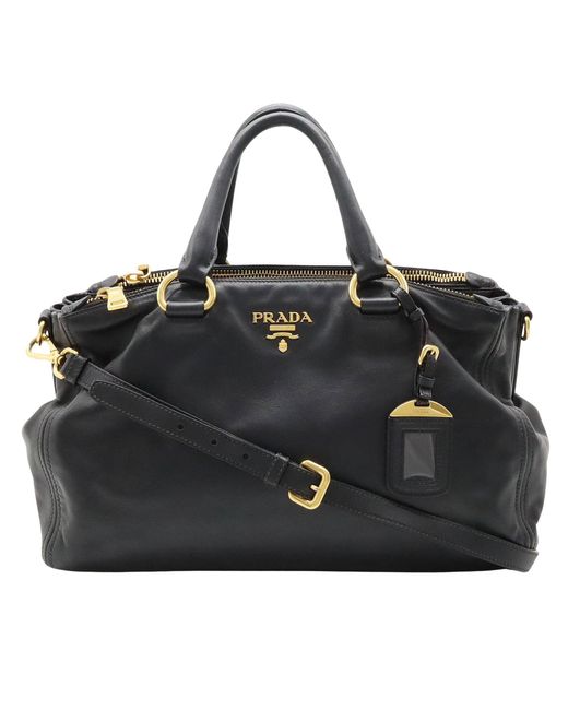 Prada Black Vitello Leather Tote Bag (pre-owned)