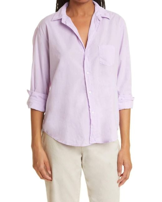 Frank & Eileen Eileen Woven Cotton Button-up Shirt in Purple