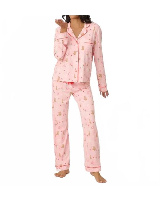 Pj Salvage Pink Whimsy Boots Pajama Set