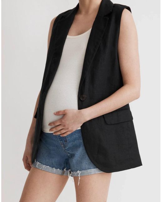 Madewell Black Over-The-Belly Maternity Shorts 23 Denim Stretch Jdm434