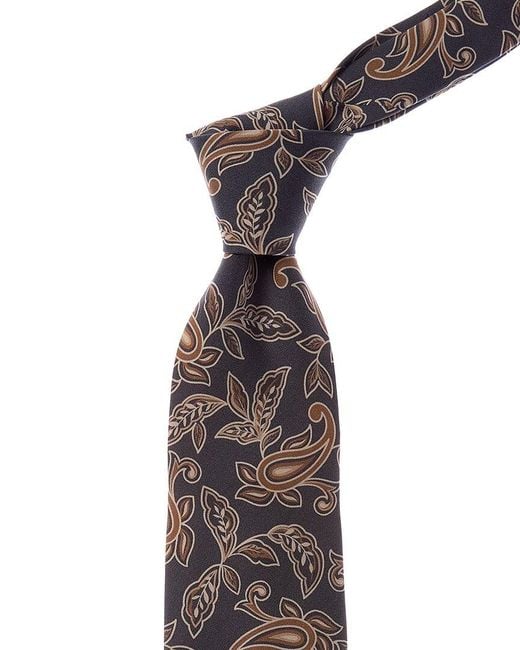 Isaia Black Silk Tie for men