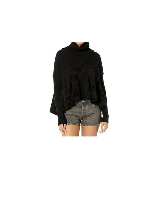 Free People Black Layer Cake Trapeze Turtleneck Oversize Sweater